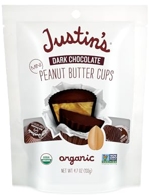 Justin's, Peanut Butter Cups Dark Chocolate Mini Organic, 4.7 Ounce