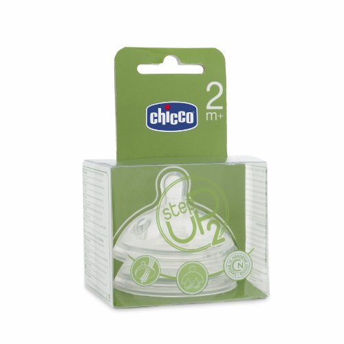Chicco 00060074000000 Fläschchensauger, Step Up 2, 2+ Monate, 1 Loch, mittel, 2 Stück