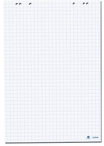 Herlitz 10408151 Flipchartblock 68x99cm Recycling, 20 Blatt kariert, 80 g/m², FSC Mix, 5 Stück