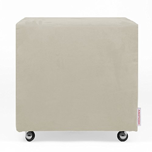 Arketicom quadratischer Puff Hocker Uills mit Mikrofaserbezug und Rollen, in verschiedenen Farben und Größen zeitgenössisch 55 beige