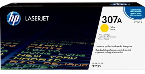 HP 307A CE742A Yellow Original Toner Cartridge 7,300 Pages for HP ColorLaserJet CP5220, CP5225, Color LaserJet Professional CP5225n and CP5225dn Printers
