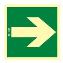 Señal Luminiscente RD10100 Flecha Derecha 22,4x22,4cm Clase B PVC 0,7mm Evacuación Homologada