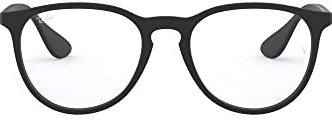 Ray-Ban Womens RX7046 Erika Round Prescription Eyewear Frames, Rubber Black/Demo Lens, 51 mm