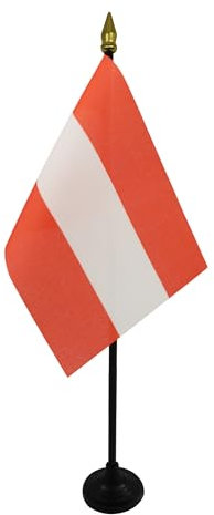 AZ FLAG - Tischflagge Österreich - 15x10 cm Goldene Splitze - Österreichische Tischfahne 10 x 15 Cm - Flaggen
