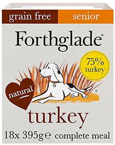 Forthglade Complete Natural Wet Dog Food - Senior Grain Free Turkey (18 x 395g) Trays - Senior Dog Food 7 Years+