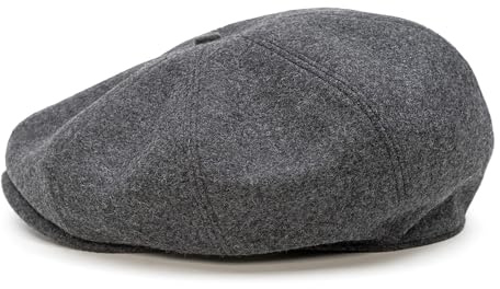 Sterkowski Modell Peaky | 100% Wolle Schiebermütze für Herren und Damen | Baker Boy Newsboy Paperboy Cap Schirmmütze Flatcap Gangster Cabrio Baskenmütze Retro Ballonmütze Vintage Dunkelgrau 63 cm