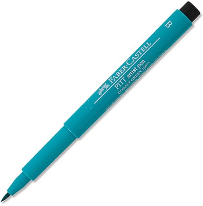 Faber-Castell Art & Graphic Pitt Artist Pen Brush India Ink Pen, Cobalt Green, Single Pitt Pen, For Art, Craft, Drawing, Sketching, Home, School, University, Colouring
