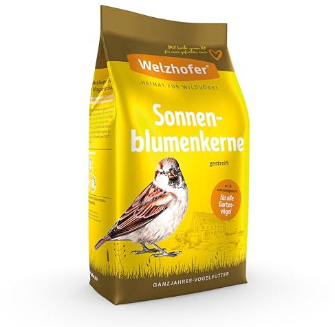 Welzhofer Sonnenblumenkerne 10kg Wildvogelfutter - Natürlicher Genuss für Wildvögel, reich an pflanzlichem Eiweiß, Öl und wertvollen Nährstoffen. Gesunder Snack und Energielieferant