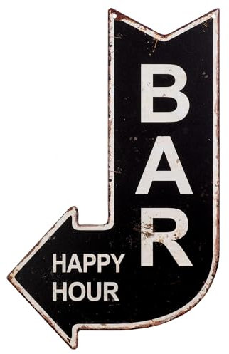 Moritz Blechschild Schild Enter BAR Happy Hour Antik-Stil Ausgang Pfeil Dekoschild Retro Nostalgie Wegweiser 40x25cm