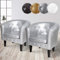 MIADOMODO® Chesterfield Sessel - aus Holz und Kunstleder, mit Kupfernieten und Rautenmuster, Farbwahl, 1er oder 2er - Loungesessel, Clubsessel, Armsessel, Cocktailsessel, Wohnzimmer Möbel (Silber,2er)