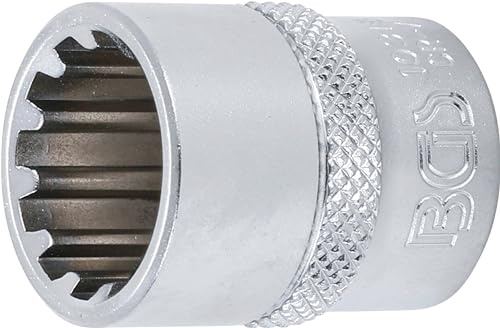 BGS 10316 | Steckschlüssel-Einsatz Gear Lock | SW 16 mm | Antrieb Innenvierkant 10 mm (3/8) | Chrom-Vanadium-Stahl | verchromt, matt | mit Rändelung