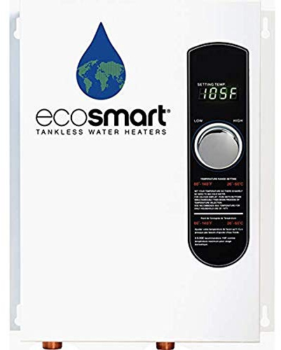 EcoSmart ECO 18 Electric Tankless Water Heater, 18 KW at 240 Volts with Patented Self Modulating Technology , 17 x 14 x 3.5, White
