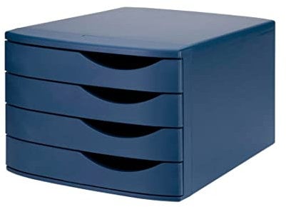 Jalema 2686374302 Schubladenbox Re-Solution, 4 geschlossene Schubladen, DIN A4/C4, Ordnung von Dokumenten, Ablagebox für Büro, aus 100% Recycling-Kunststoff, Blauer Engel zertifiziert, blau