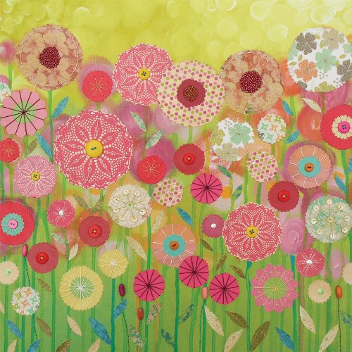 Spring Green Square Blank Greeting Card by Artist Jo Grundy New Range Art Ca