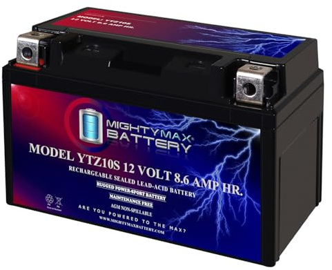 Mighty Max Battery YTZ10S -12 Volt 8.6 AH, 190 CCA, Rechargeable Maintenance Free SLA AGM Motorcycle Battery