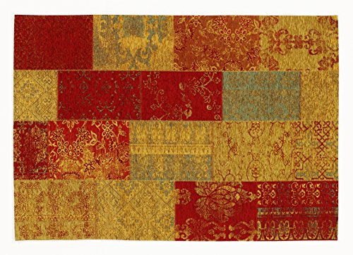 DALLIANCE ALLOVER Vintage Patchwork Velour Teppich in multicolor, Größe: 40x60 cm