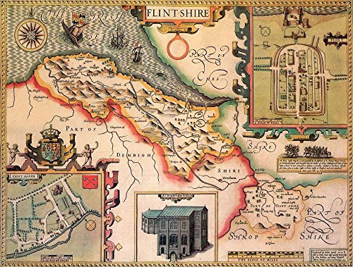 Ryco Originals FLIN1 Flintshire Historical Map 1000 Piece Jigsaw Puzzle (1610). Free Print