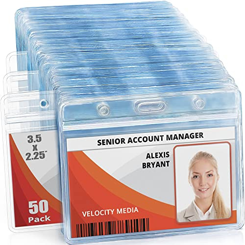 Mifflin Porte-badge horizontal (transparent, 8,9x5,7 cm, paquet de 50), porte-cartes en plastique étanche et refermable