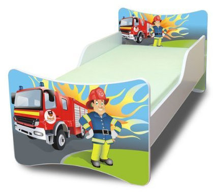 Best For Kids Kinderbett mit Schaummatratze mit TÜV Zertifiziert 90x200 30 Designs (Feuerwehr)