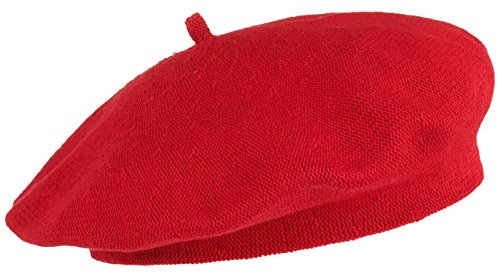 Lipodo Biskaya Baumwollbaske Damen - Baskenmütze aus 100% Baumwolle - Mütze One Size (53-58 cm) - Franzosenmütze Frühjahr/Sommer rot