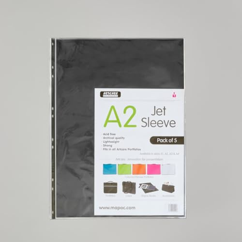 Artcare A2 Display Sleeves Archival quality Pack of 5 Lightweight Strong Clear Fits in all A2 Portfolios