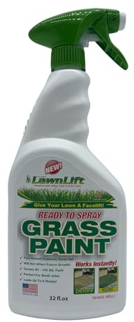 Lawnlift Pre-Mixed Grass Paint 32 Ounce Ready to Spray, No Mixing, 32 oz., Green