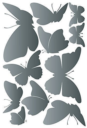 wandtattoo-factory Aufkleber Schmetterlinge 11Stück - einfarbige Sticker Wandaufkleber Sticker - Farbe: Silbermetallic
