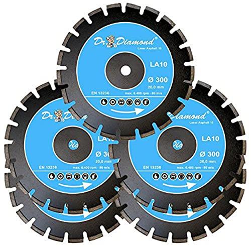 DR. DIAMOND | Diamanttrennscheibe Laser Asphalt mit 10 mm Diamant Segment für abrasive Materialien wie Asphalt, Frisch- und Gasbeton | Ø 300 mm (300 x 20,0 mm | 5 Stück)