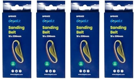 Dapetz ® Sanding Belt 10x330mm, 60 Grit for Grinding, Sharpening, Derusting, Precise Sanding on Metal and Wood, Compatible with Makita, Bosch, Dewalt Belt Sanders 20pcs