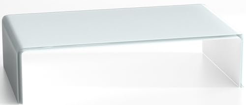 DURATABLE® Mesa de cristal en blanco superblanco, 450 mm x 110 mm x 250 mm, LCD de mesa para TV o monitor de mesa elevador de cristal