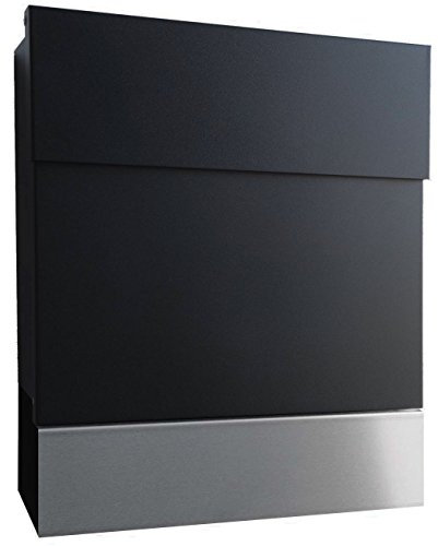 Letterman 5 Briefkasten schwarz mit Edelstahl Zeitungsrolle - radius design
