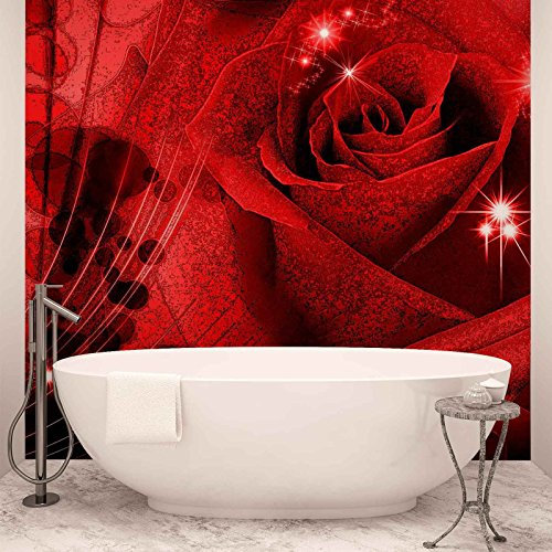 FORWALL Vlies Fototapete Tapete Vliestapete Rot Rose AF339VEXXL (312cm x 219cm) Photo Wallpaper Mural