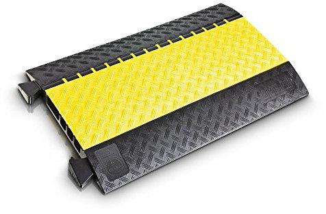 Adam Hall Defender Cable Protector 4-Channels – CABLE PROTECTORS (Cable Floor Protection, Black, Yellow, Polyurethane, -30 – 60 °C, 0.89 M, 542 mm)