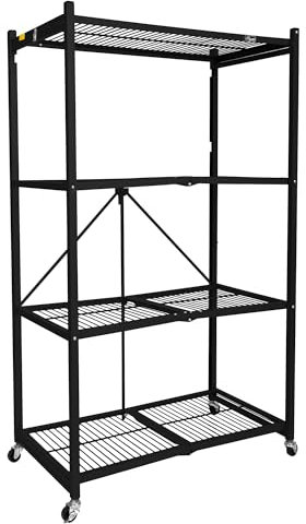 Eaasok Origami Storage Shelves on Wheels, Steel Shelving, Heavy Duty Garage Storage & Organization, Closet Organizer, Utility Shelf, Pantry Organization