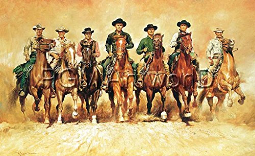 Kunstdruck / Poster: Renato Casaro The magnificent Seven - hochwertiger Druck, Bild, Kunstposter, 100x61 cm