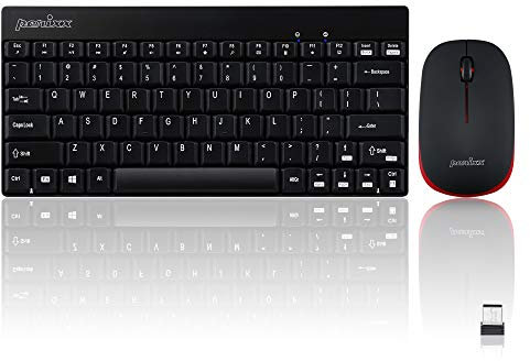 Perixx Periduo-712 Mini pack clavier et souris sans fil noir et rouge Inglés (US QWERTY) - Negro