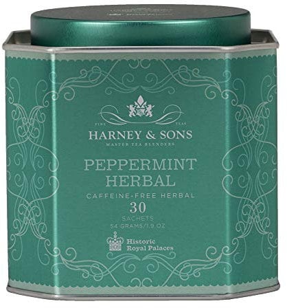 Harney & Sons Master Tea Blender Peppermint Herbal Fine Tea Classic Tin - Caffeine-Free Herbal, 30 Sachets, 1.9 Ounce
