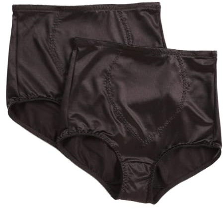 Bali Womens Jacquard Mesh Tummy Panel Firm Control 2-pack Fajas Dfx710 Shapewear-briefs, Black, Medium US