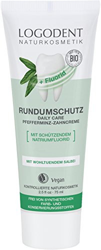 LOGODENT Naturkosmetik EXTRAFRISCHER RUNDUMSCHUTZ daily care Zahncreme mit Fluorid, Mit Bio-Pfferminzöl, Mit Natriumfluorid zur effektiven Kariesprophylaxe, Vegan, 1 x 75ml