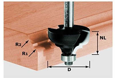 Festool Multiprofilfräser HW S8 D36,7 – Profilfräser mit Kugellager | Oberfräser für Plattenkanten & Zierleisten, Schaft 8 mm, Radius R 6 mm, Hartmetall, 1 Stück