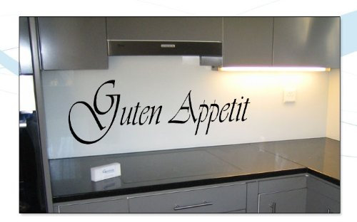 Indigos UG - Wandtattoo Wohnzimmer - Wandaufkleber Spruch Guten Appetit 40x 14, schwarz w032 - Aufkleber Kinderzimmer Schlafzimmer Küche Badezimmer Büro Dekoration