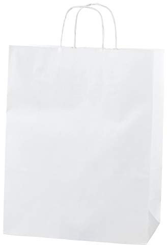 Thepaperbagstore Weiß Papiertragetaschen, Recycelbar Und Wiederverwendbar, Mit Gedrehten Griffen - Wählen Sie Ihre Größe und Menge (20, Mittel: 250 x 110 x 310mm)