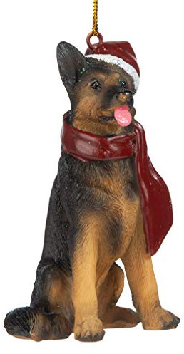 Design Toscano Deutscher Schäferhund Festlicher Hund Weihnachtsbaumornament Weihnachtsdeko, Polyresin, vollfarbe, 8 cm