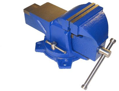 qteck Schraubstock 150mm mit Amboss 360° drehbar für Werkbank, Hammerschlagblau