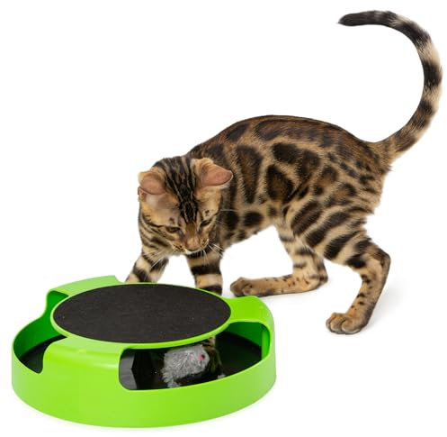 ASAB Cat Kitten Catch The Mouse Plush Motion Chase Toy For Pet Interactive Hide and Seek Hunt with Claw Care Moving Play Scratching Pad Mat Fun Exercise Toy For Active Kitten and Old Cats