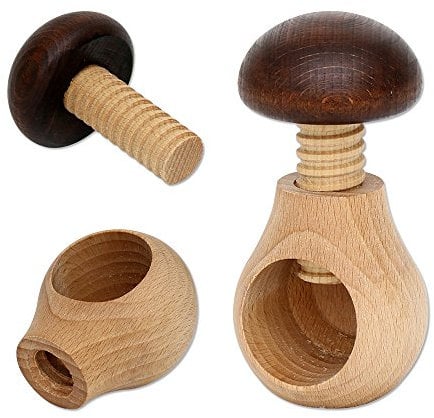 Schiaccianoci fatto di legno fatto a mano, fungo marrone, 1 pezzo
