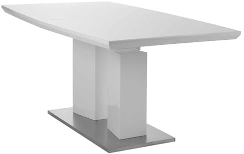 Esstisch Küchentisch Ausziehtisch | B 160 x T 90 cm | Dekor | Weiß Hochglanz | ausziehbar