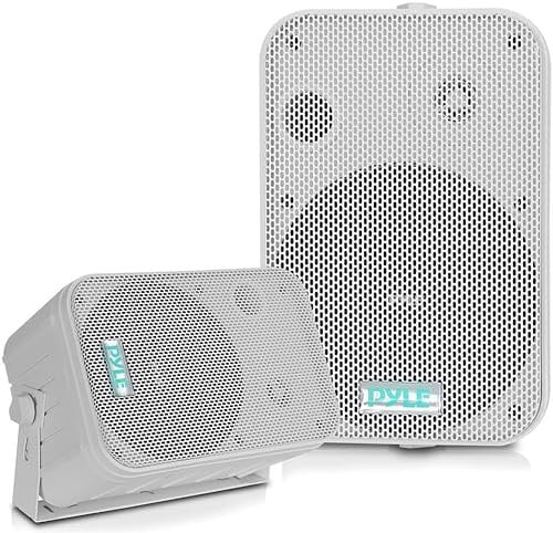 Pyle Cassa Doppia Impermeabile per Esterni, Altoparlante Coppia 16.51 cm, Montaggio Parete/Soffitto, Resistente alle Intemperie con Griglia Robusta, Utilizzo in Piscina, Patio e Interni, Bianco
