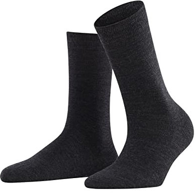 FALKE Damen Socken Softmerino W So Wolle Baumwolle einfarbig 1 Paar, Grau Anthracite Melange 3089, 41-42