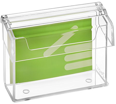 Zeigis DIN A6 Prospektbox/Prospekthalter/Flyerhalter im Querformat, wetterfest, für Außen, mit Deckel, aus glasklarem Acrylglas